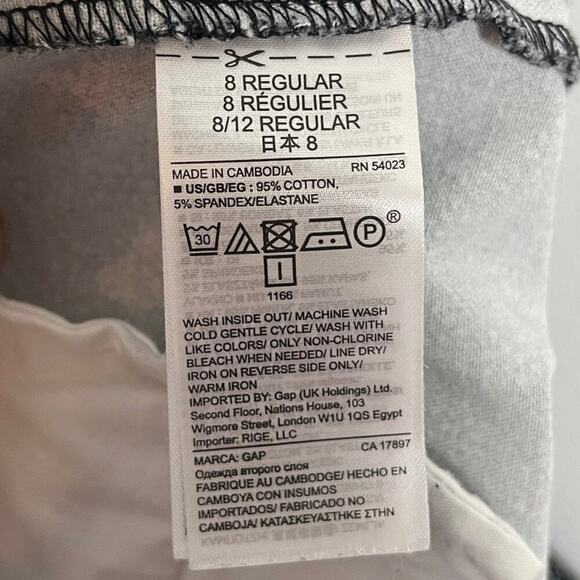 Gap Women's Skinny Ankle Pants 8 Black & White Micro Floral Print Stretch Khakis - Picture 5 of 6